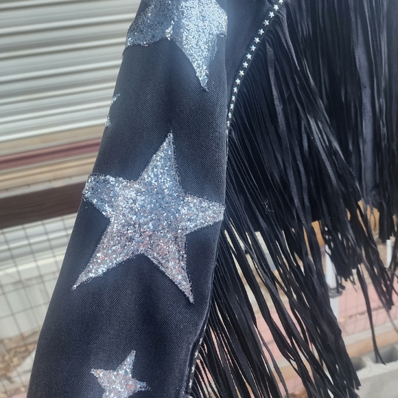 KISS handcrafted denim jacket Ptp 22 - Picture 4 of 6